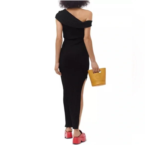 Simon Miller Asymmetric Wide Rib Maxi Dress in Black, Size M New w/Tag - Picture 3 of 8